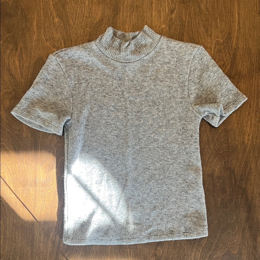 Zara Gray Short Sleeve Knit Top